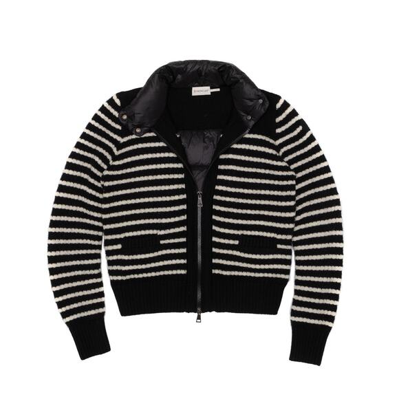 1.6k$ MONCLER Striped Cardigan Tricot Wool Down Jacket Size : XS - Picture 4 of 16